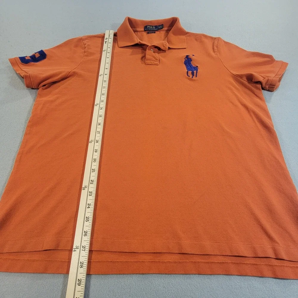 Polo Ralph Lauren Big Pony Polo Shirt Classic Fit #3 Orange Blue Men's XL Cotton